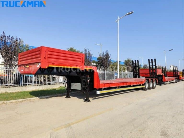 Os semi-reboques de plataforma baixa são concebidos como plataformas planas, adequadas para o transporte de cargas de grandes dimensões, com estruturas reforçadas e rodas múltiplas.