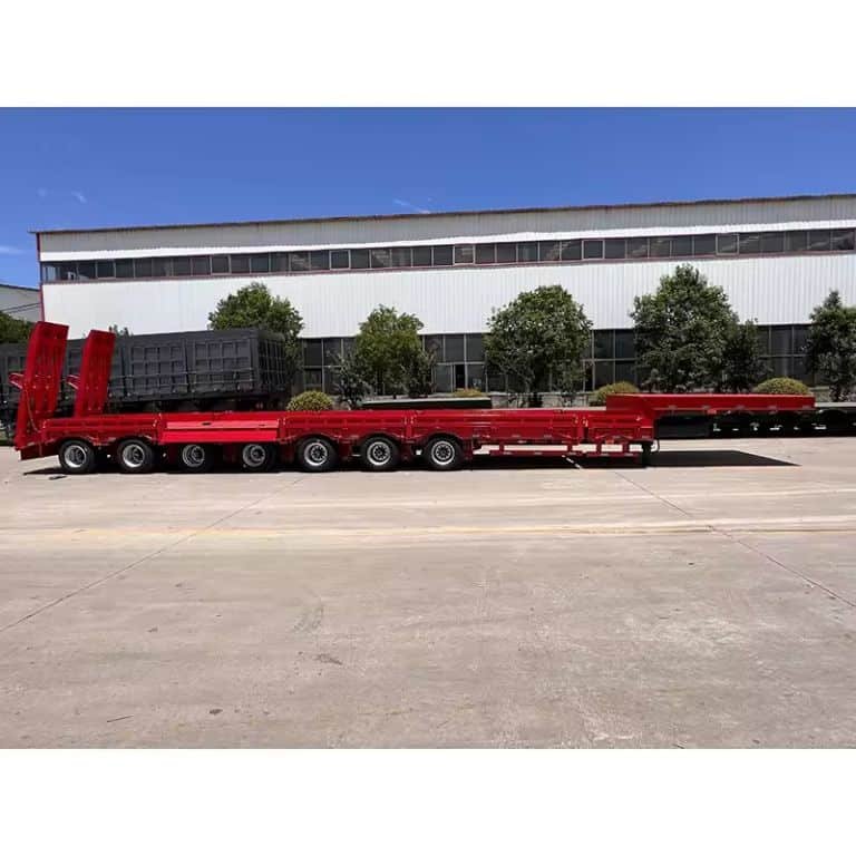Semirreboque de contentores, concebido para transportar cargas pesadas e assegurar uma distribuição estável do peso