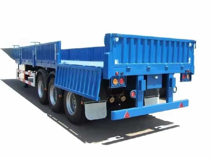 Reboque de parede lateral azul com construção robusta e capacidade de carga eficiente