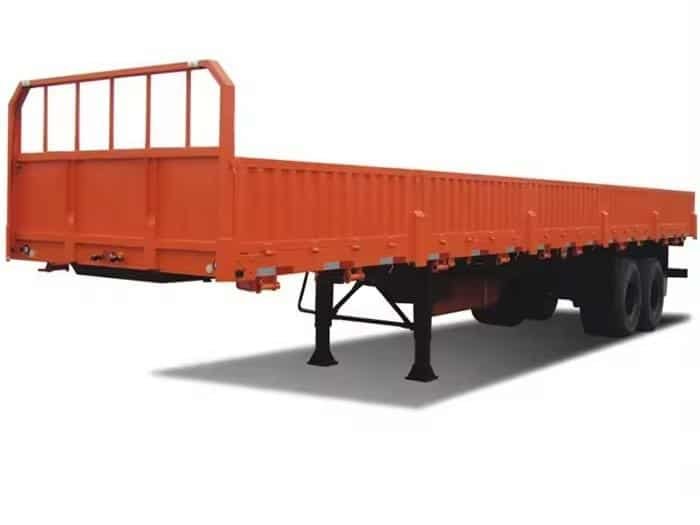 Reboque de parede lateral laranja com paredes laterais duráveis para o transporte de produtos agrícolas
