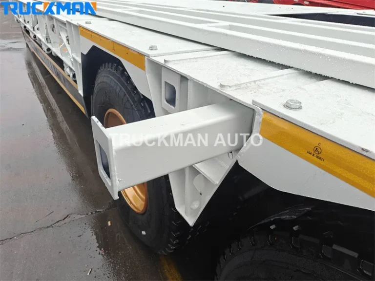 Alargador lateral retrátil que estende o convés do trailer baixo para carga de largura extra